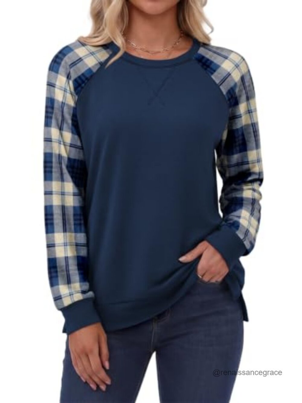 Womens Color Block Crewneck Sweatshirt Oversized Pullover